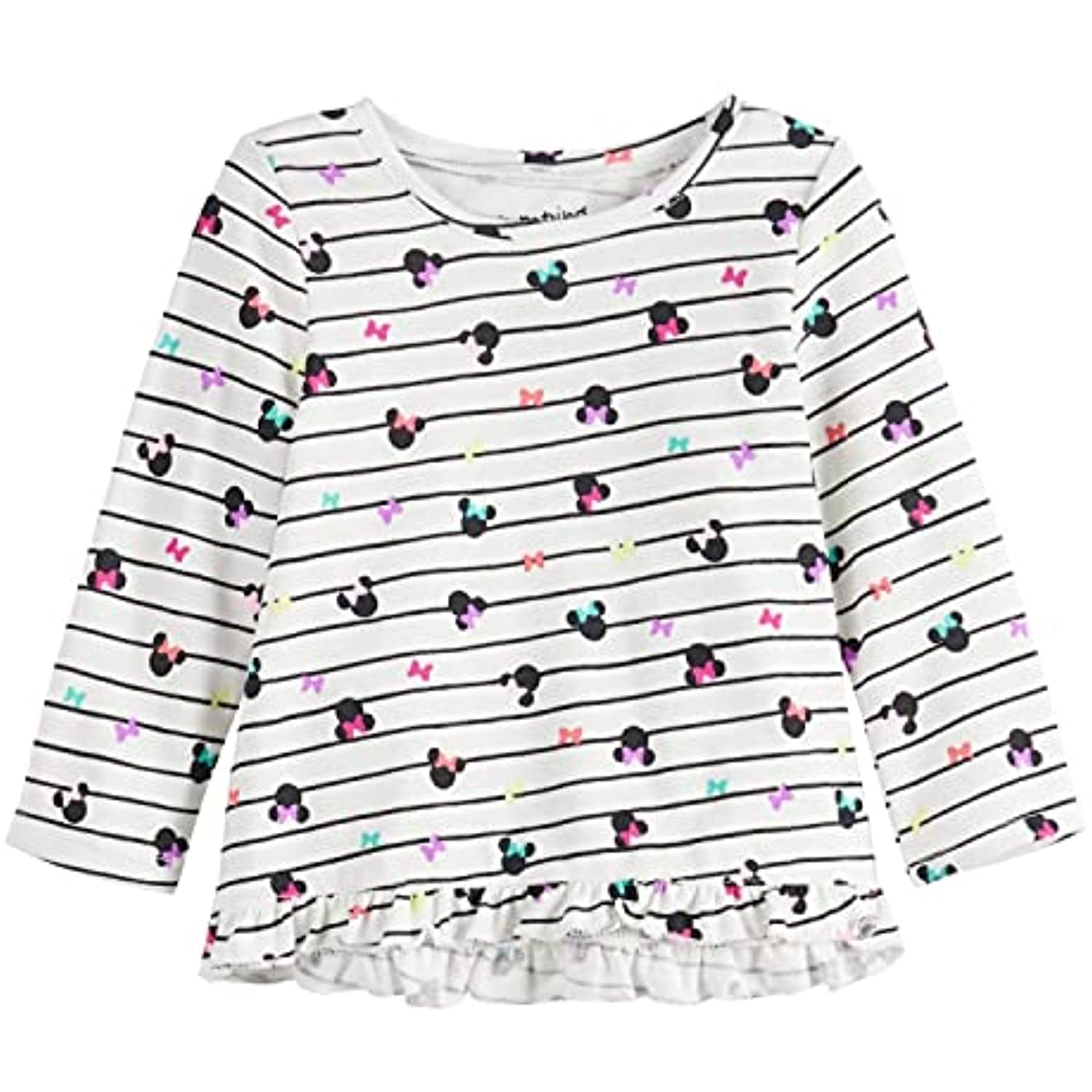 Baby Toddler Girl's Long Sleeve Ruffle-Hem Tee 18M Off-White