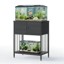 Ga 29 Gallon Metal Fish Tank Stand, Fish Stand with 2 Layers and Cabinet, Turtle Tank, Reptile Terrarium, 500LBS Capacity, Adjustable Table Feet & Anti-tilt Device, Black