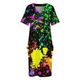 thumbnail image 3 of Vestido de verano de manga larga con bolsillos para mujer ropa elegante con estampado de salpicaduras de neón holgada, 3 of 6