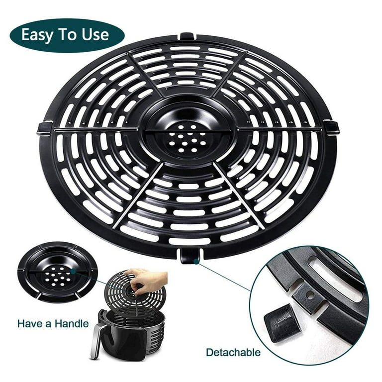 Air Fryer Replacement Parts, 2QT Round Non-Stick Air Fryer Grill Pan Tray  Rack with Rubber Feet, Grill Plate Crisper Plate for Air Fryer Accessories