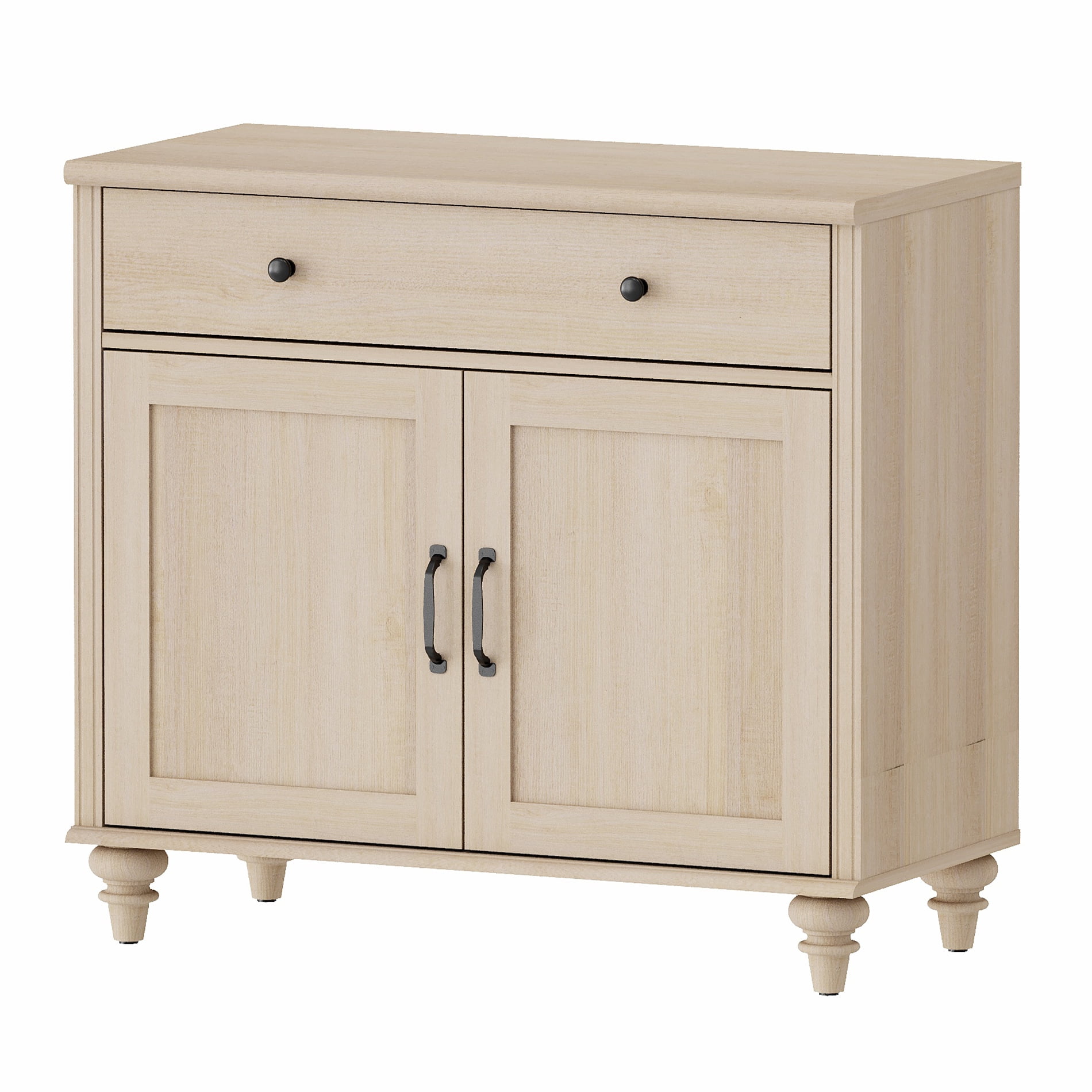 Beige Farmhouse TV Stand for 43 inch TV with Drawer & Doors