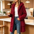 thumbnail image 6 of Kezqiaxn Womens Winter Coats Fleece Long Sleeve Thick Casual Jacket Warm Outerwear with Pockets Zip up Hoodie Plus Size Wine L, 6 of 6