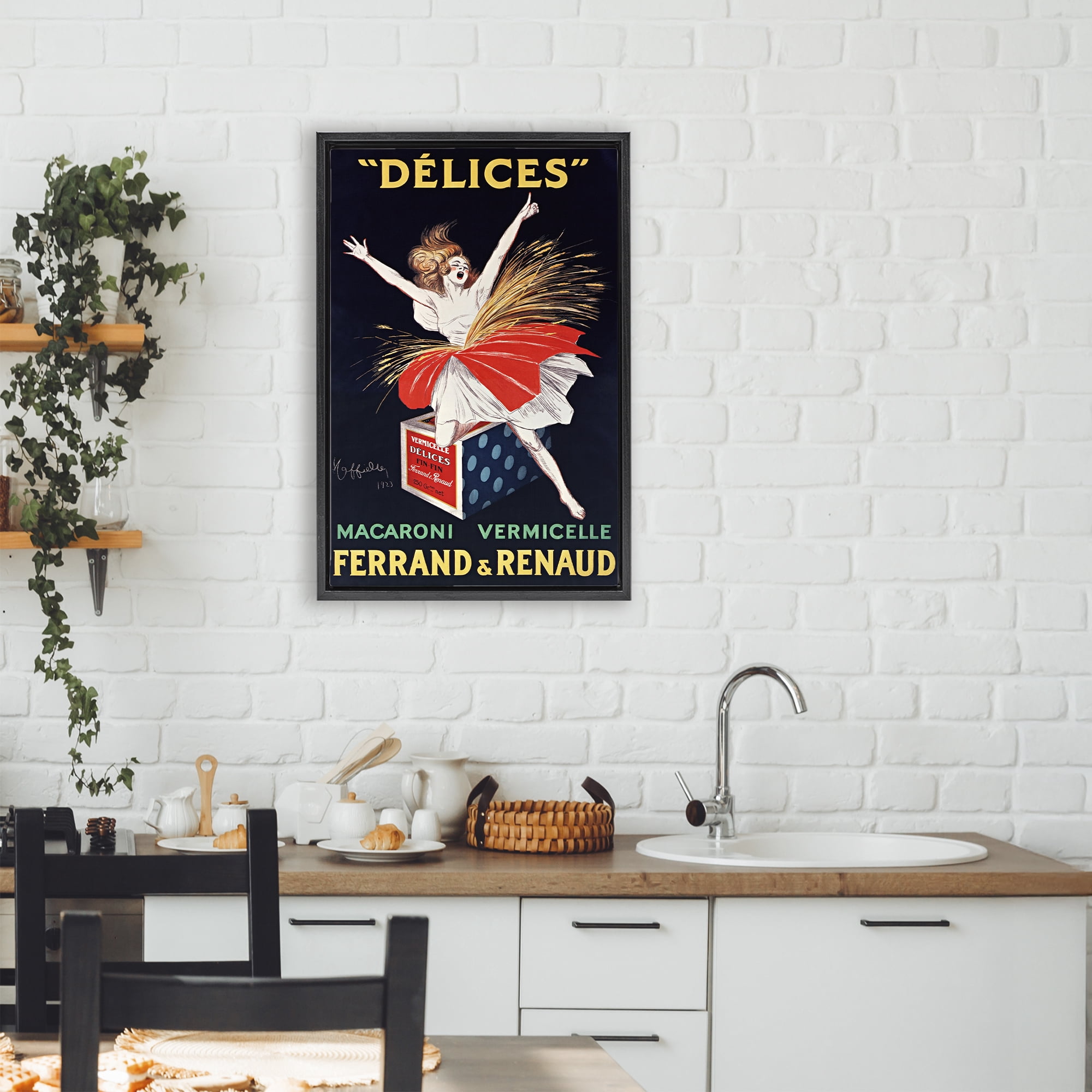 Stupell Industries Vintage Dancer Food Advertisement Black Framed Floater Canvas Wall Art, design by Leonetto Cappiello