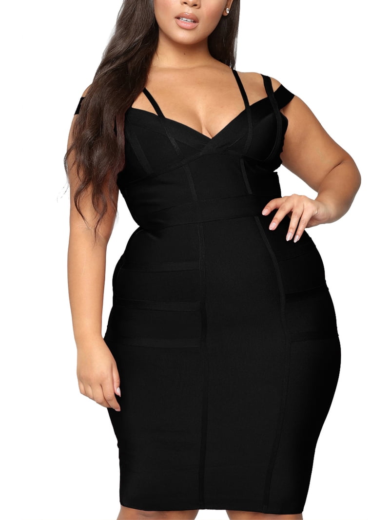 Hybrid & Company Women's Sexy Bodycon Stretch Knee Length Midi Bandage Dress 