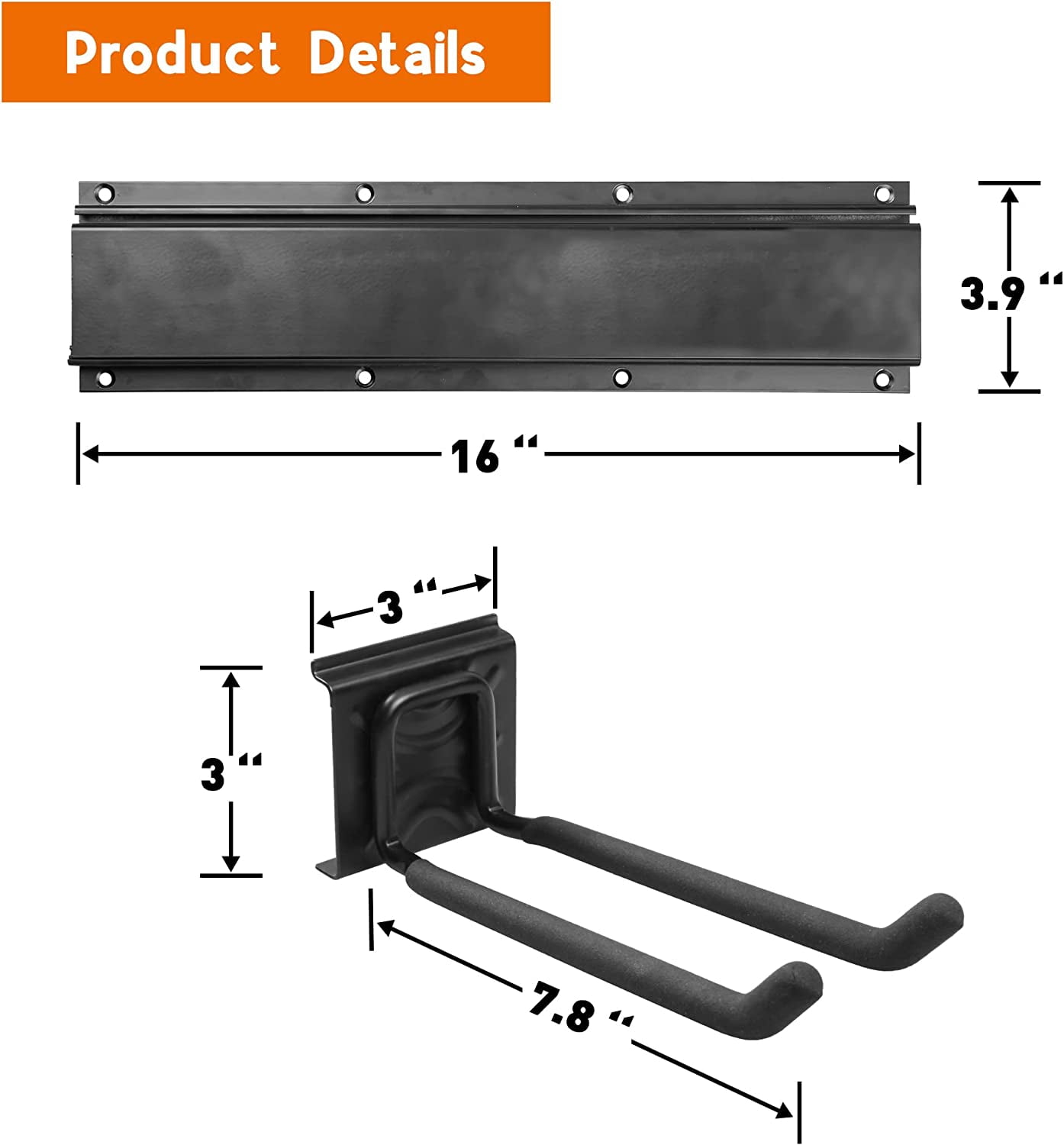 Garden Tool Organizer Wall Mount 6 Hooks, Heavy Duty Metal Racks Holder for Garage Yard Garden Tools