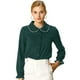 thumbnail image 1 of Blusa De Manga Larga Con Cuello Peter Pan Y Volantes Para Mujer Verde negruzco XS, 1 of 6