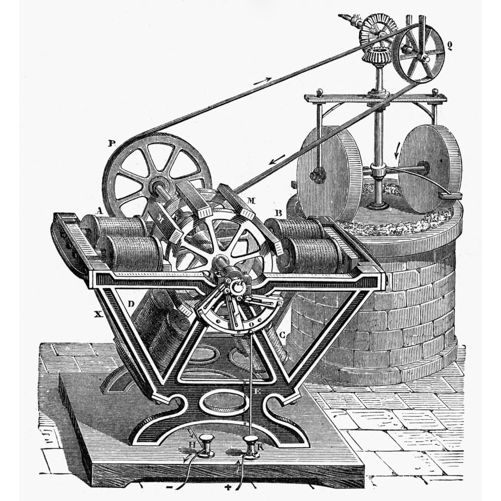 Electricity Motors. Nfroment'S Motor Of The 1840S Harnessed To A Pair
