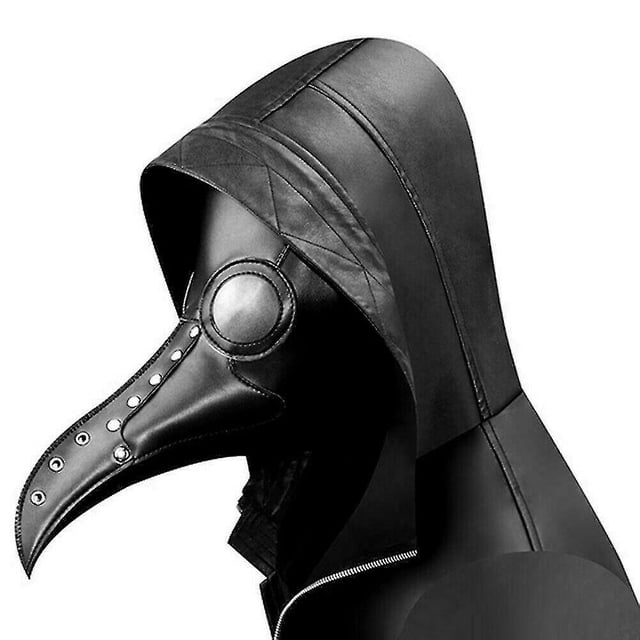 Máscara de médico de la peste negra de cuero Pu, disfraz de Halloween, pájaro, nariz larga, pico Steampunk