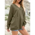 thumbnail image 6 of DOKOTOO Womens Hoodies Oversized Fall Casual Waffle Hooded Sweatshirt Long Sleeve V Neck Drawstring Knit Tops S-2XL, 6 of 10