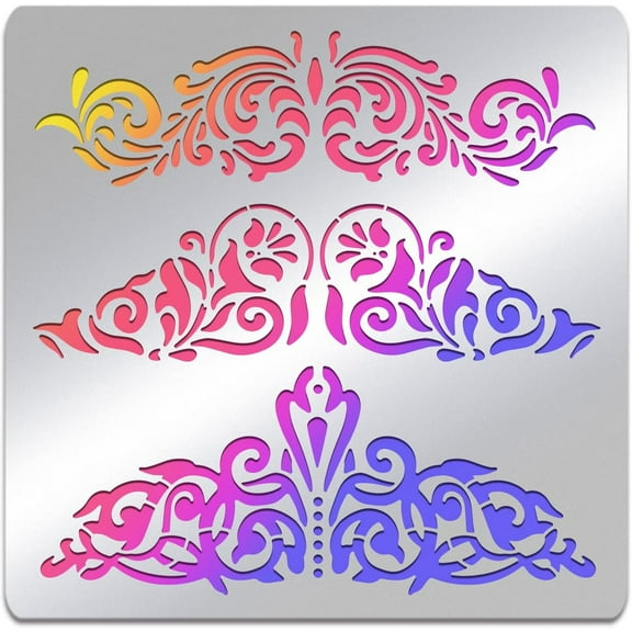 Metal Journal Stencils Reusable Stainless Steel Floral Pattern Stencils for Painting Wood Burning Pyrography and Engraving Crafts