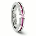 thumbnail image 5 of Edward Mirell Titanium Pink Sapphire & Anodized Grooved 4mm Band, 5 of 7