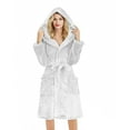 thumbnail image 7 of Karight Women Fleece Hooded Robes Winter Midi Plush Long Sleeve Kimono Robe Casual Soft Fuzzy Warm Spa Bathrobe with Pockets, 7 of 7
