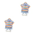 thumbnail image 3 of Sonducket Conjunto de pantalón y camisa con estampado de rayas para niños, conjunto de pantalones cortos para niños y niñas, para viajar, Naranja 100cm 2piezas, 3 of 6