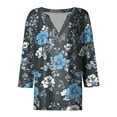 thumbnail image 5 of CYMMPU Tunic Tops 3/4 Sleeve Spring Tops V Neck Summer Fashion Shirts Flower Printed Blouses for Women Dressy Casual Loose Fit Business Elegant Work Topss XXXXL, 5 of 5