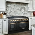 thumbnail image 4 of Akicon 48" Slide-in Freestanding Professional Style Gas Range with 6.7 Cu. Ft. Oven, 8 Burners, Convection Fan, Cast Iron Grates. Black & Gold, 4 of 10