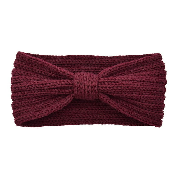 YWDJ Top Knot Headband for Women Women Fashion Keep Warm Knitting Headband Handmade Sport Hairband Wine