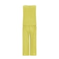 thumbnail image 4 of Sleeveless Linen Sets for Women Resort Casual Travel Vacation Outfits Women's Summer 2 Piece Outfits Sleeveless Tank Tops and Wide Leg Capris Pants Two Piece Matching Sets, 4 of 9