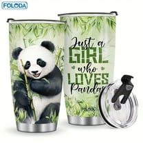 Foloda 1pc Pandas Tumbler Gifts for Women, Cute Panda Tumbler with Lid Stainless Steel Coffee Mug Cup Panda Stuff Decor Panda Cup Travel Tumbler Gifts for Women Daughter 20oz