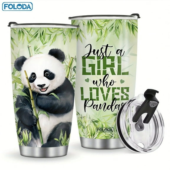 Foloda 1pc Pandas Tumbler Gifts for Women, Cute Panda Tumbler with Lid Stainless Steel Coffee Mug Cup Panda Stuff Decor Panda Cup Travel Tumbler Gifts for Women Daughter 20oz