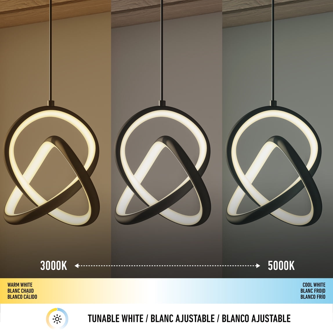 Artika Zephyr 1 Light Modern LED Pendant 3 CCT Black