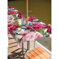 thumbnail image 2 of Square Outdoor Tablecloth with Umbrella Hole Pink Floral Outside Table Cloth Waterproof Patio Table Cover Watercolor Flowers Leaves Plants Watercolor Zipper Tablecloths for Picnic Camping 54x54 Inch, 2 of 8
