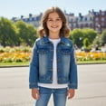 thumbnail image 3 of Peacolate 3-10Years Spring Autumn Girls Jacket Little Girl Embroidered Denim Jacket Coat,Bird,4-5Years, 3 of 4