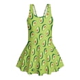 thumbnail image 4 of Tutolipy Avocado Print Toddler Little Girls Bathing Suits, Girls Bathing Suit with Skirt Girls Swimsuits Cross Shoulder Strap Design Sleeveless Bathing Suit Size 5-6 Years, 4 of 8