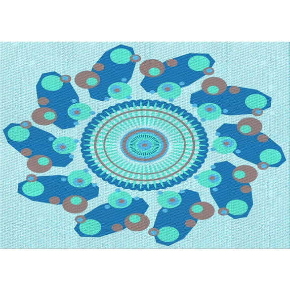 Ahgly Company Indoor Rectangle Patterned Butterfly Blue Area Rugs, 7' x 10'