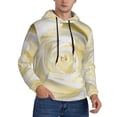thumbnail image 2 of Kdxio White Rose Print Mens Casual Hooded Collar Drawstring Hoodies Pullover Sweatshirts Casual Long Sleeve Shirts-Small, 2 of 7