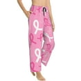 thumbnail image 2 of Disketp Breast Cancer Awareness Print Women'S Comfy Pajama Pants Casual Drawstring Palazzo Lounge Wide Leg Pants, 2 of 9