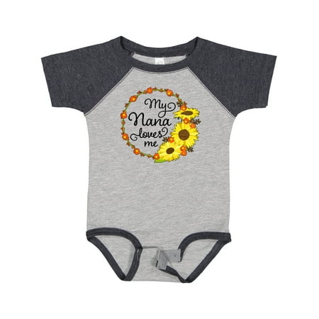 

Inktastic My Nana Loves Me with Sunflower Wreath Gift Baby Boy or Baby Girl Bodysuit