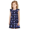 thumbnail image 1 of Balery Skull flower leaf purple Camisón de princesa para niñas, pijama de algodón con mangas abullonadas, suave y bonito.-Large, 1 of 6