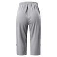 thumbnail image 5 of NinXxx Women's Elastic Waist Pure Color Blend Cropped Trousers Everyday Grey S, 5 of 7