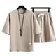 thumbnail image 3 of Camiseta corta para hombre, traje de pantalones, camiseta corta texturizada respetuosa con la piel a la moda, traje de pantalones deportivos para la escuela, 3 of 8