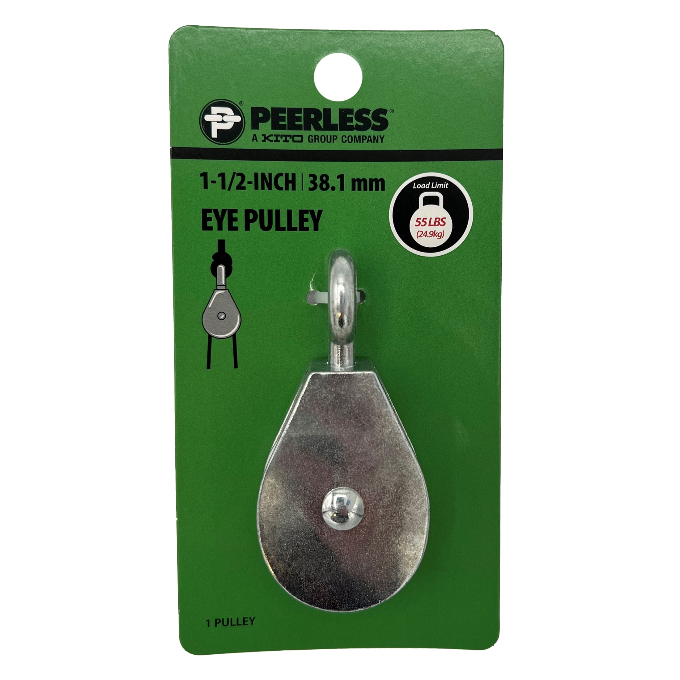(2 pack) 1 1/2" Fixed Eye Pulley, Zinc, Peerless Chain Company, #4730238