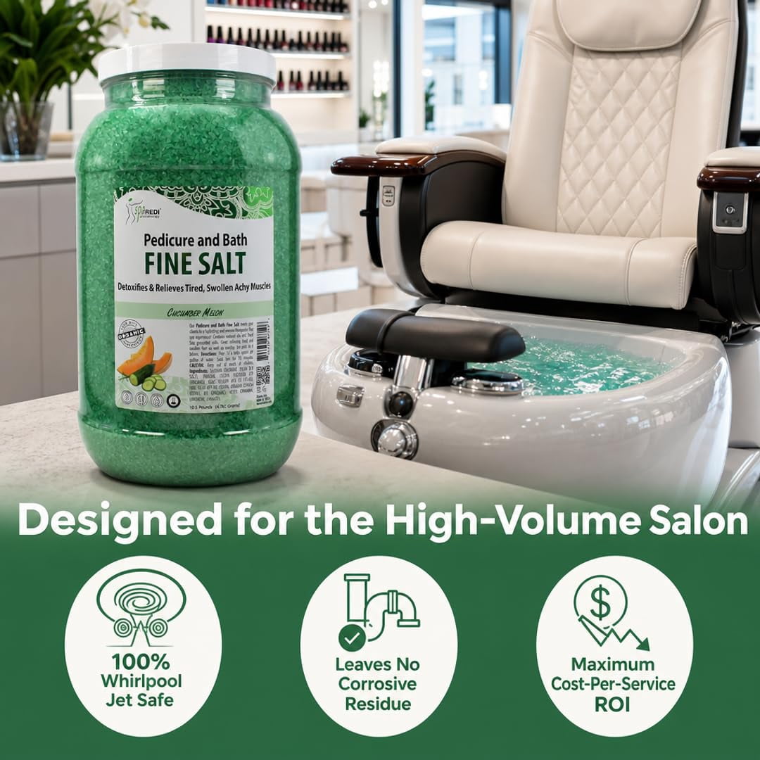 SPA REDI - Detox Foot Soak Pedicure and Bath Fine Salt, Cucumber and Melon, 128 Oz - Made with Dead Sea Salts, Argan Oil, Coconut Oil, and Essential Oil - Hydrates, Softens and Moisturizes