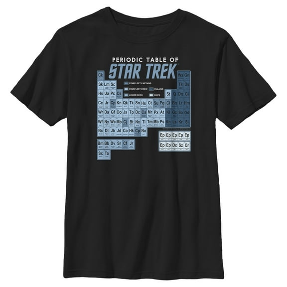 Boy's Star Trek Periodic Table Of Starfleet Graphic Tee Black Large