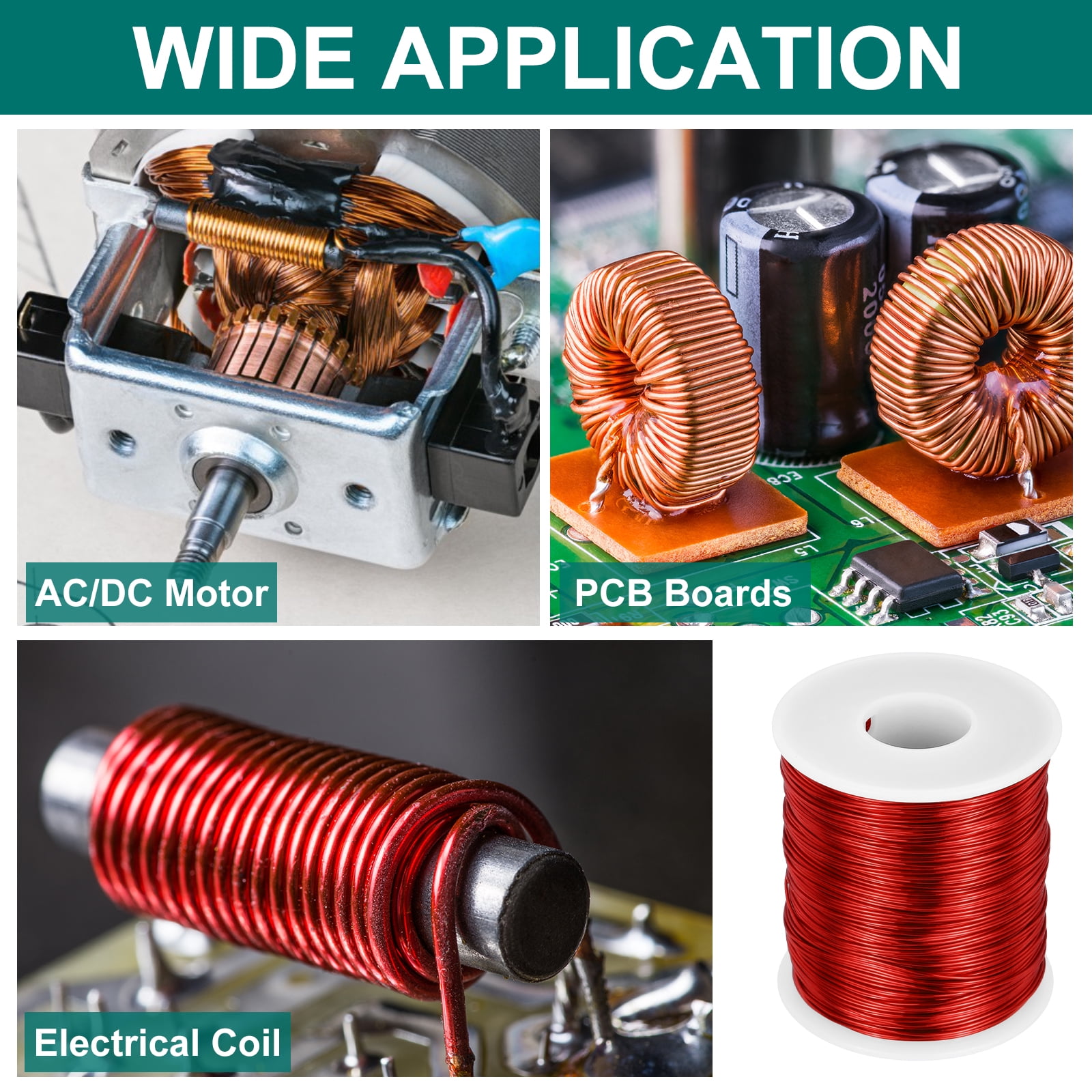 Uxcell 22 AWG Magnet Wire, 22 Gauge Enameled Copper Wire, 1 lb Magnetic Coil Wire for Transformer, Motor, Electric, 155C(311F)