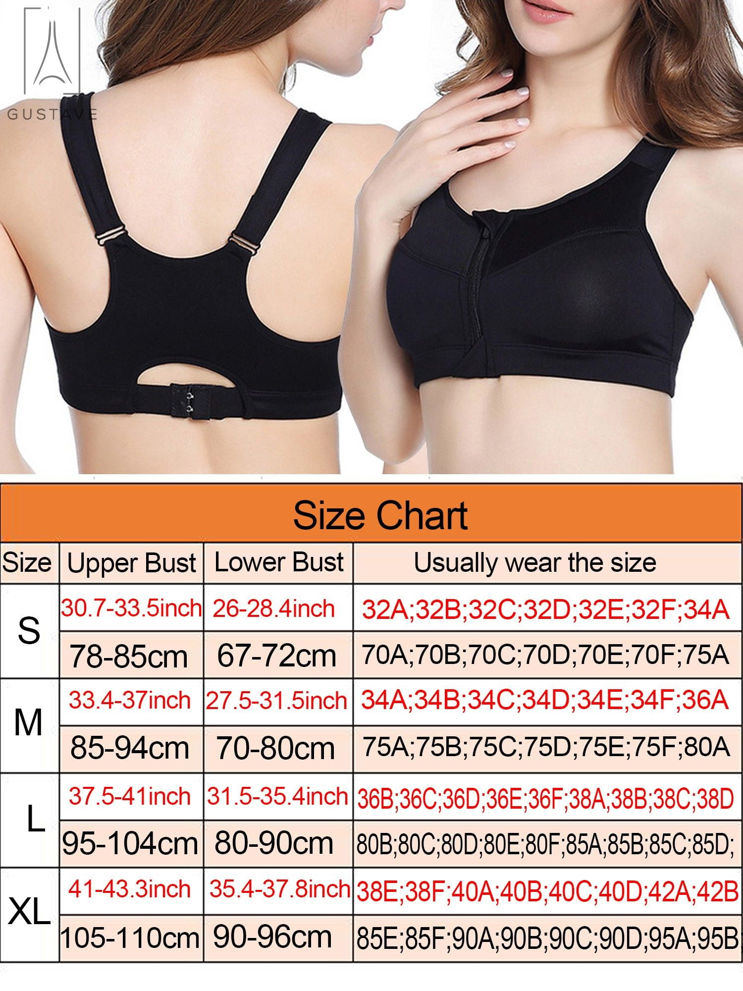 Gustave Women Yoga Seamless Bra Adjustable Strap Sports Bra Workout Gym  Activewear Underwear M,Gray