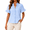 Blue, variant on Dpjklzsn Women's Plaid Ruffle V-Neck Shirt, Short Sleeve Button Casual Blouse