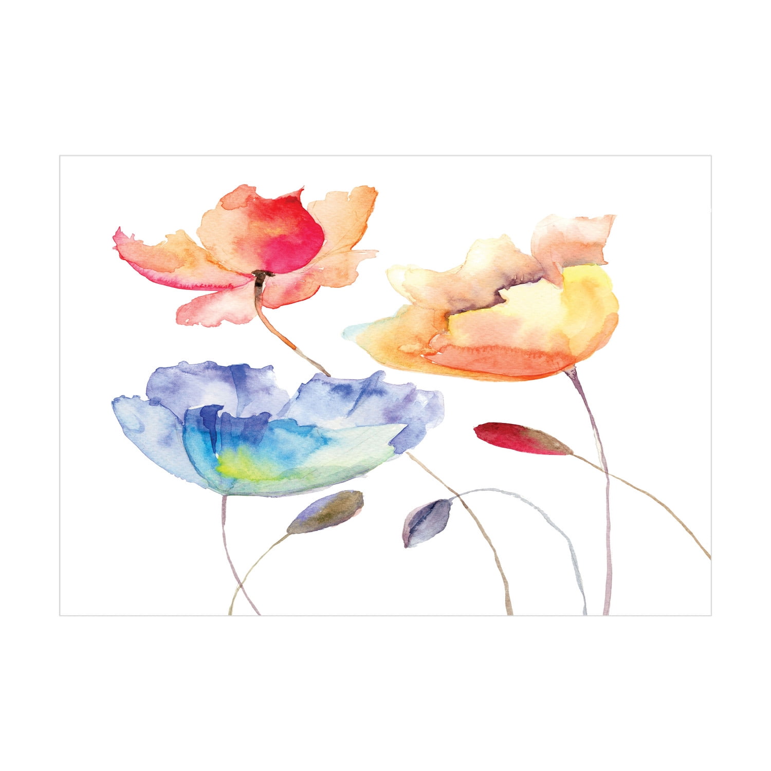 Watercolor Flower Jigsaw Puzzle, Summer Flowers in Retro Style Painting