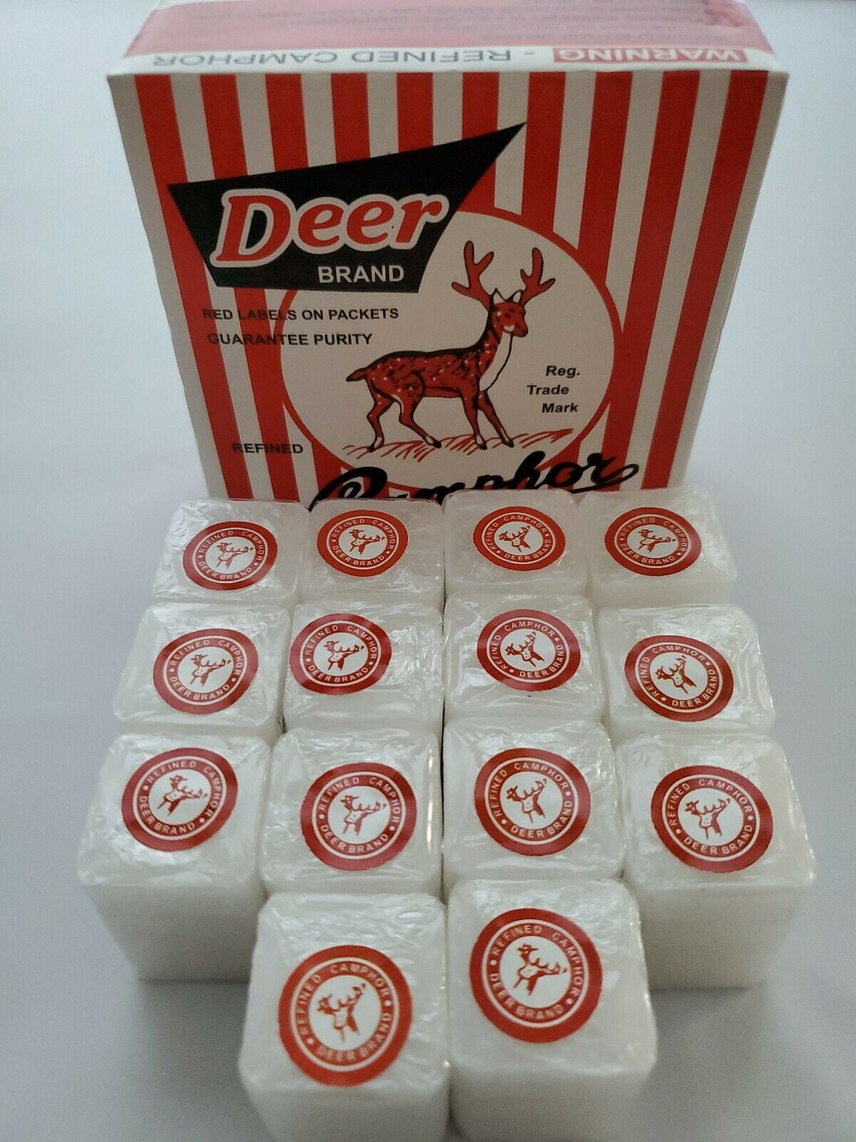 Deer Brand High Quality Premium Camphor, 64 Pieces, 1/4oz. Ea. Made in