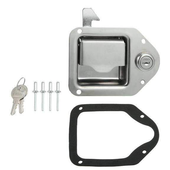 Unique Bargains 1 Set Truck Tool Box Latch Stainless Steel Toolbox Paddle Lock Handle with Keys for Truck RV Trailer UTV