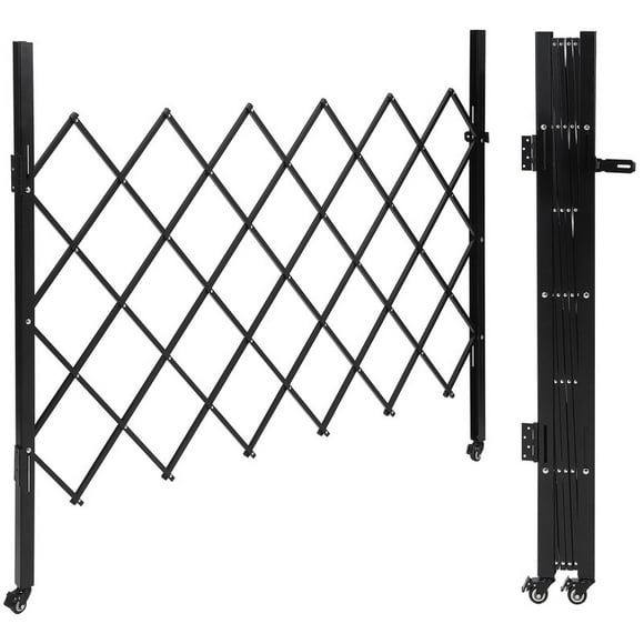 TROPOW Double Folding Security Gate, Outdoor Steel Accordion Folding Door with 360° Rolling Casters, Expandable Barricade Gate with Padlock for Homes, Garages, and Gardens