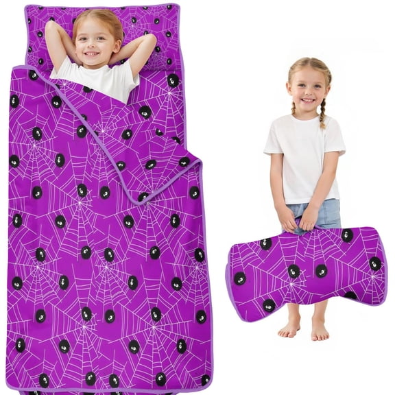 Spider Web Halloween Pattern Toddler Nap Mats for Kids Preschool,50"x20" Sleeping Mat Bag or Kids,Toddler Sleeping Bag,Toddler Nap Mat or Daycare