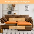thumbnail image 3 of PARKWELL 87" Sectional Sofa,Modular Deep Seat Sofa Couch with Ottoman,Comfy Upholstered Sleeper Couch for Living Room, Apartment, Office, Brown, 3 of 7