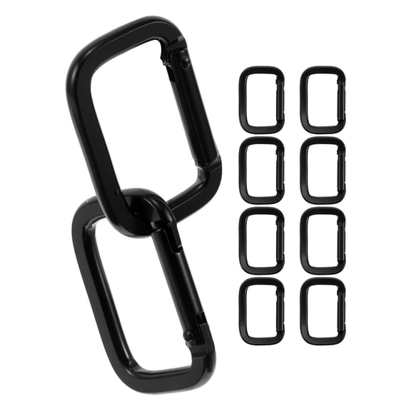 LULULION 10Pcs Black Carabiner Clip Metal Buckle for Keychain and Outdoor Activities