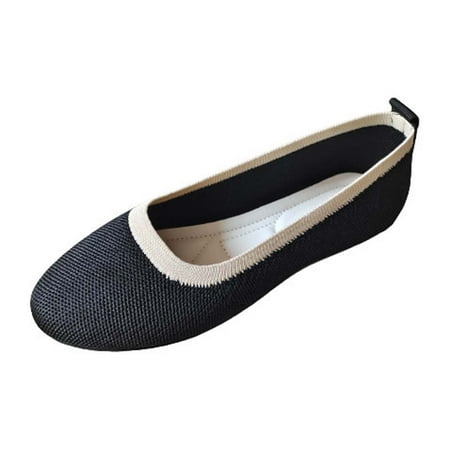 

Fesfesfes Black Loafers for Women Almond Toe Solid Color Round-Toe Flats Shoes Lightweight Soft Casual Shoe 39(7)