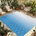 thumbnail image 2 of Outdoor Rug 3x5 ft Blue Geometric Lines Outdoor Large Area Rug Non Slip Rubber Gradient Abstract Front Door Mat RV Rug Camping Carpet Patio Outdoor Rugs for Backyard Balcony Deck Porch Indoor, 2 of 9