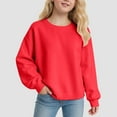 thumbnail image 2 of Ulanda Girls Crewneck Sweatshirt Long Sleeve Pullover Tops Drop Shoulder Sweatshirts Side Split for 5-14 Years (Red, 5-6 Years), 2 of 5